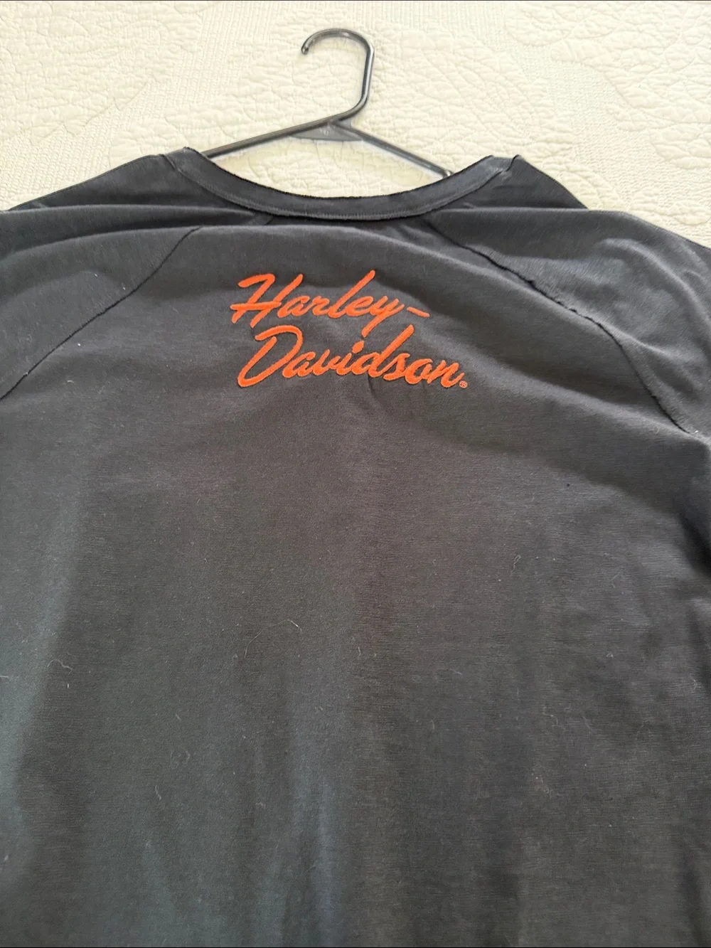 Harley-Davidson Black Kids Short-Sleeve Henley with Orange Logo